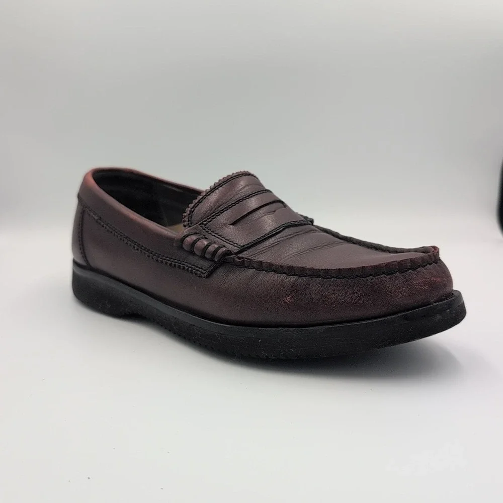 Rockport Vibram Leather Loafers Shoes Men's Size 12 M Medium Brown Beef Roll